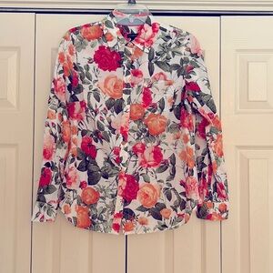 Blooming roses Cotton Talbots blouse Size 8